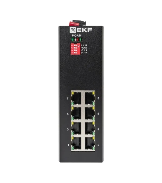 Коммутатор EKF TSX-U-8GTP, 8×1 Гбит/с PoE, неуправляемый