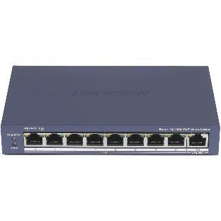 Коммутатор Hikvision DS-3E1309P-EI(O-STD)(B), 8×100 Мбит/с PoE + 1×1 Гбит/с, настраиваемый