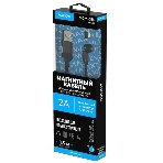 Кабель Maxvi MCm-02L black, USB-A - Lightning, 2A, магнитный разъем, LED ток макс. нагрузки 2А, макс. напряжение 5V; стандарт USB 2.0; длина 1.5м, нейлоновая оплетка, съемный магнитный коннектор, LED подсветка, черный, фото2