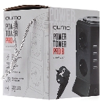 Сетевой фильтр Qumo Power Tower Pro 8SP4U (P-0002), 8 розеток, 2200 Вт, 10A, кабель 2 м 3*1 мм чистая медь, пожаробезопасный пластик, евровилка, 4 USB порта 4.5A суммарно, фото4