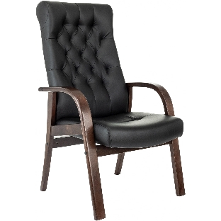 Кресло офисное Бюрократ T-9928WALNUT-CF черный, кожа, на ножках, дерево