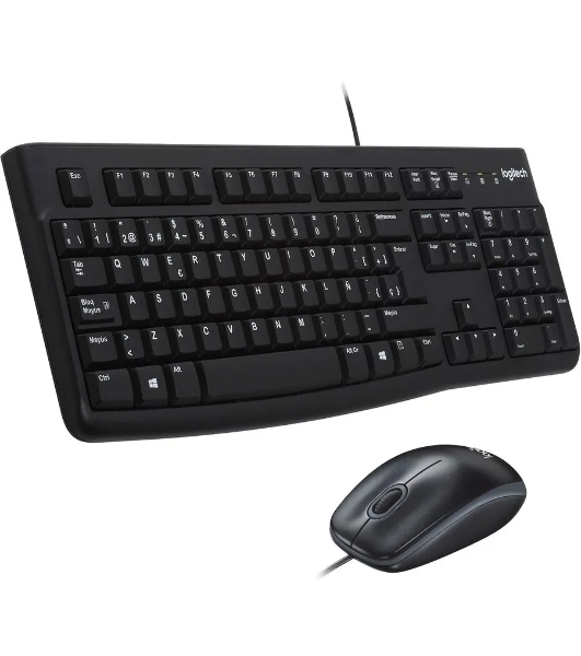 Комплект клавиатура+мышь Logitech MK120 проводной, USB, 1000 DPI, чёрный(заводская гравировка)