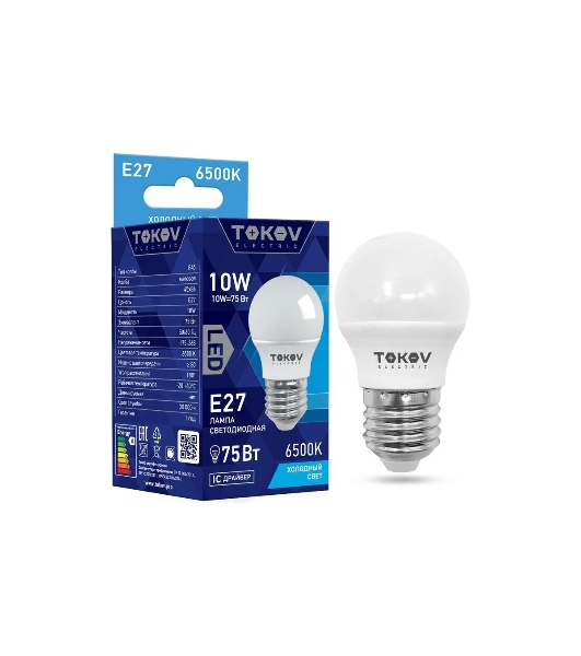Лампа светодиодная TOKOV ELECTRIC 10Вт G45 6500К Е27 176-264В