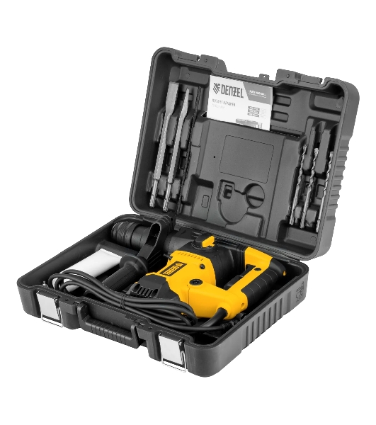 Перфоратор Denzel RHVB-1250-32, SDS-plus, 1250 Вт, 5,5 Дж, от сети