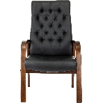 Кресло офисное Бюрократ T-9928WALNUT-CF черный, кожа, на ножках, дерево, фото2