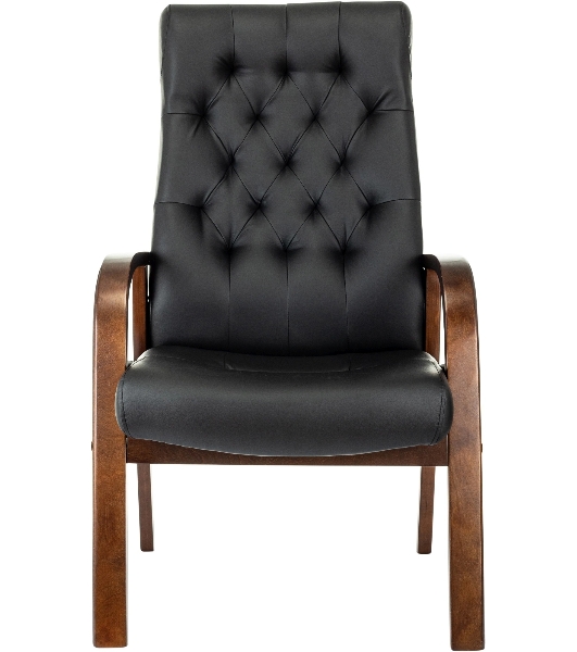 Кресло офисное Бюрократ T-9928WALNUT-CF черный, кожа, на ножках, дерево