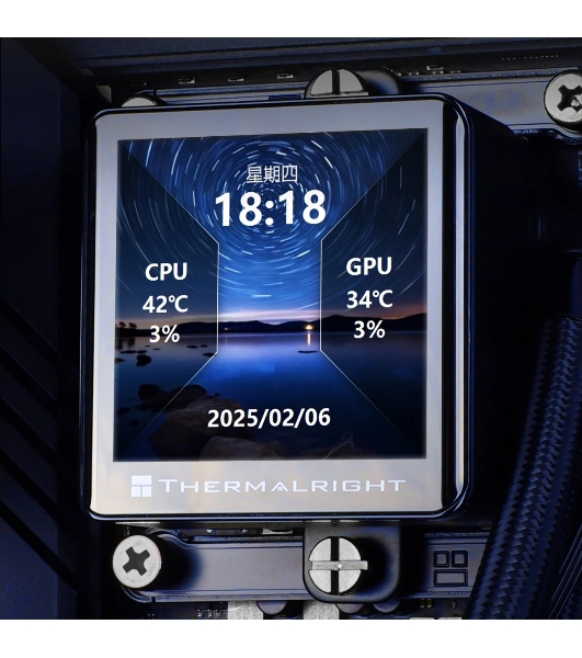 Система жидкостного охлаждения Thermalright Frozen Vision 360 V2 ARGb Soc-AM5/AM4/1200/1700/1851 черный 4-pin 28dB Al LCD Ret (F-VISION-360-BL-ARGb-V2)