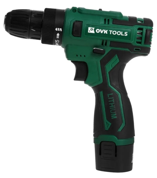 Дрель-шуруповерт Ovk Tools OTCS3AA-12V-1.5A, 12 В, 1,5 Ач, 26 Нм, щеточный