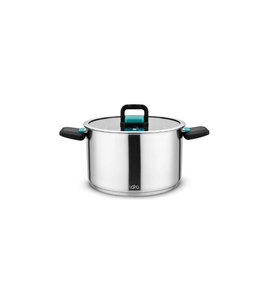 Кастрюля Lara LR02-244 с крышкой, нержавеющая сталь, 5-слойное капсул. индукц. дно, складные ручки 5 л