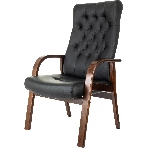 Кресло офисное Бюрократ T-9928WALNUT-CF черный, кожа, на ножках, дерево, фото3