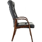 Кресло офисное Бюрократ T-9928WALNUT-CF черный, кожа, на ножках, дерево, фото4