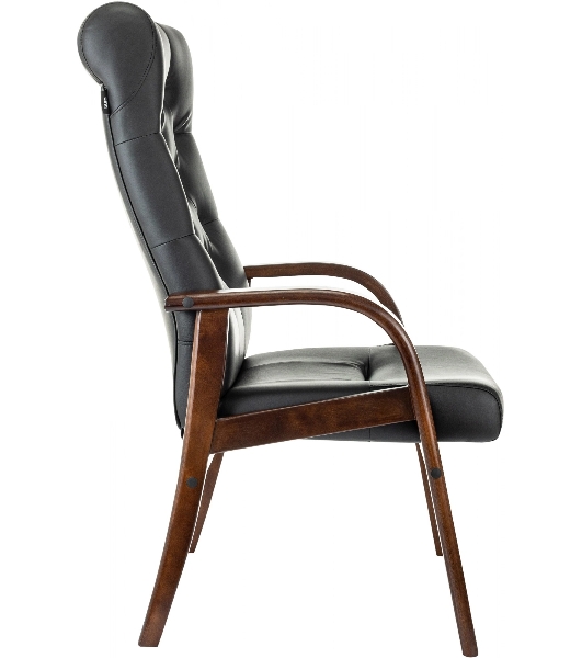 Кресло офисное Бюрократ T-9928WALNUT-CF черный, кожа, на ножках, дерево