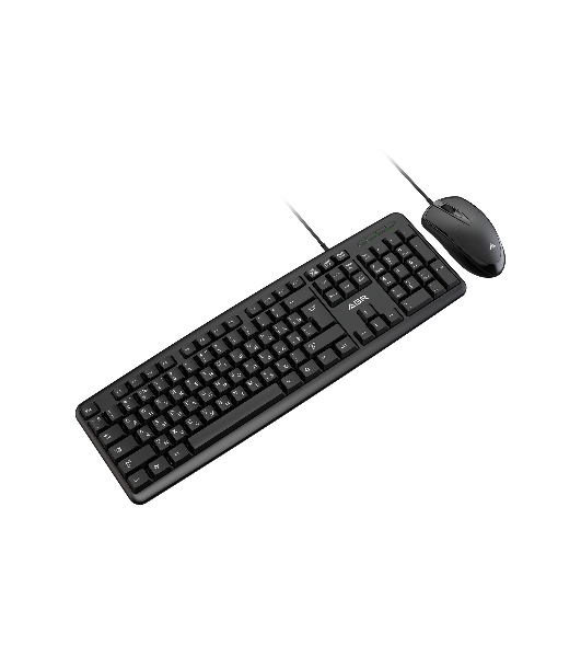 Комплект клавиатура и мышь ABR KM600 черный, интерфейс USB, проводной, RU/EN