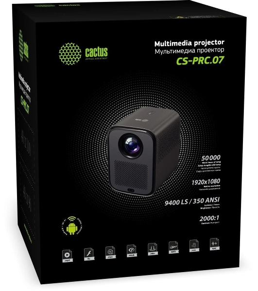 Проектор Cactus CS-PRC.07WT.Full HD-A LCD 9400Lm LS 350Lm ANSI (1920x1080) 2000:1 ресурс лампы:50000часов 1xUSB typeA 1xHDMI 1кг