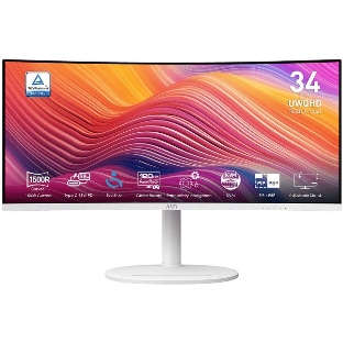Монитор 34' MSI Modern MD342CQPW VA 3440x1440, 120 Гц, 4 мс, 21:9, 300 кд/м², 2xHDMI, 1xDP, 1xUSB-C, 2x3 Вт, белый, изогнутый
