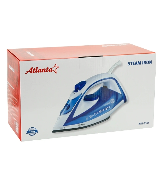 Утюг Atlanta ATH-5545 синий/белый, 2200 Вт, 32 г/мин, 85 г/мин, 300 мл