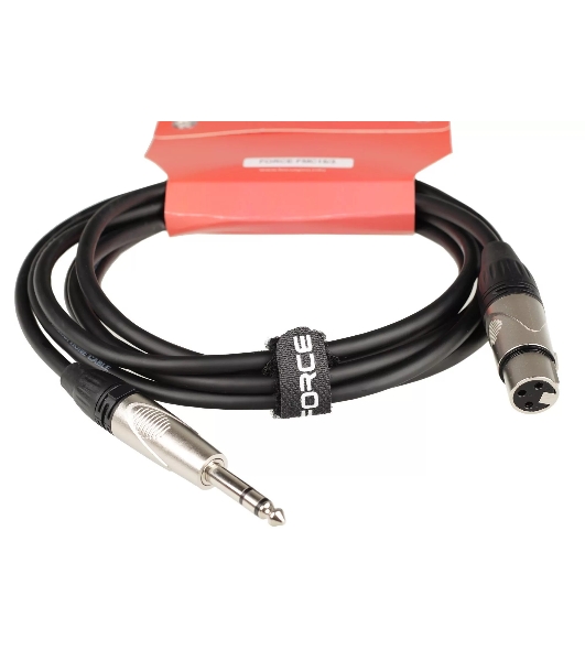 Кабель микрофонный FORCE FMC-15/31/4' TRS (M) - XLR (F), высококачественный балансный, малошумящий с проводниками из безкислородной меди OFC, диаметр 6 мм, профессиональные металлические разъемы Rean, длина 3 м, цвет черный