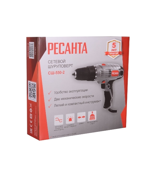 Дрель-шуруповерт Ресанта СШ-550-2, 550 Вт, 36 Нм, щеточный