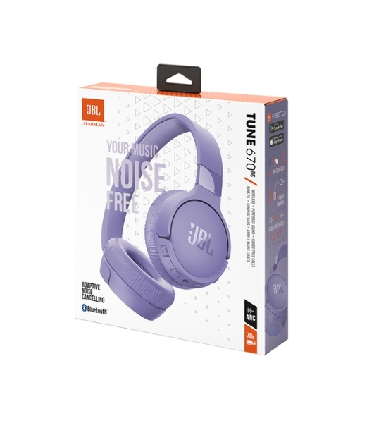 Беспроводные/проводные наушники JBL Tune 670NC фиолетовый, накладные, Bluetooth + проводной, активное шумоподавление