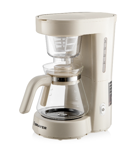 Кофеварка капельная BRAYER BR1123YE бежевый, исп. кофе - молотый, 0.75 л, 700 Вт.