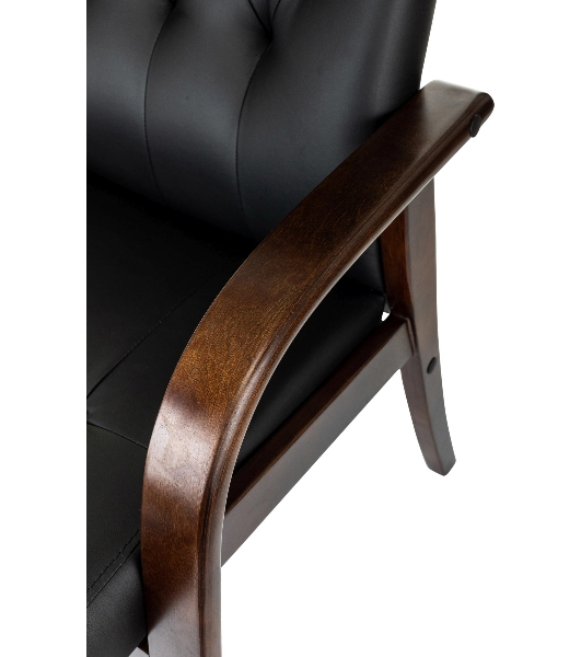 Кресло офисное Бюрократ T-9928WALNUT-CF черный, кожа, на ножках, дерево