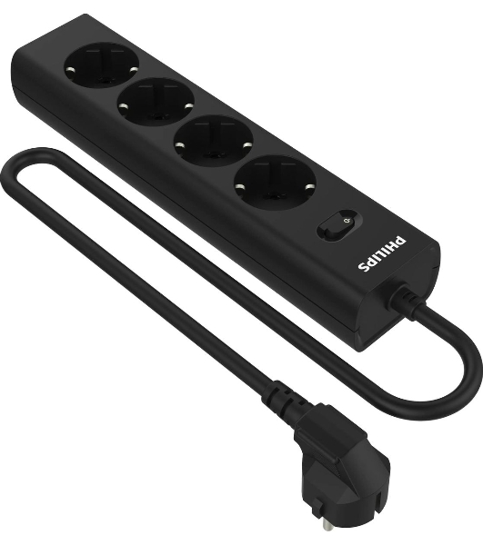 Сетевой фильтр Philips CHP2145BB/51, 3м, 4 розетки, черный