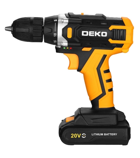 Дрель-шуруповерт Deko Banger 20V ONE+, 20 В, 1,5 Ач, 42 Нм, щеточный
