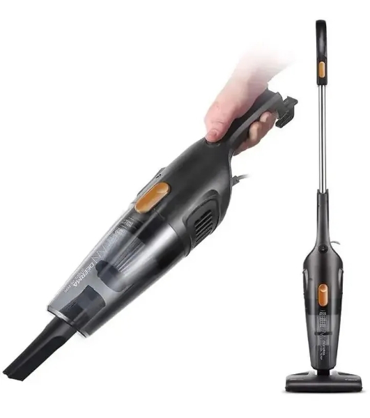 Пылесос вертикальный Deerma DX115C черный, питание от сети, 600 Вт, уборка сухая, пылесборник 1.2 л