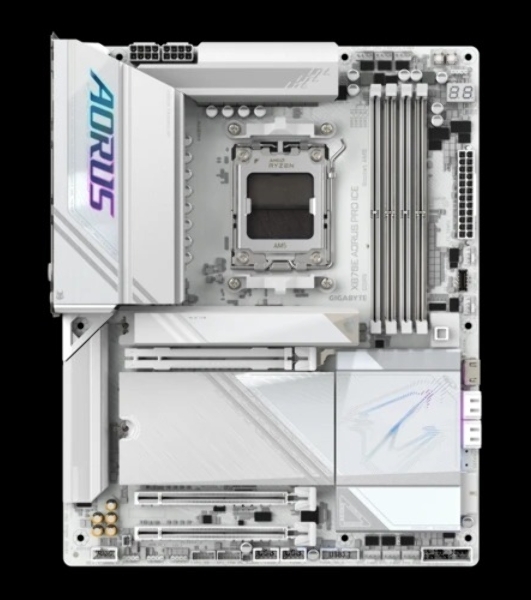 Материнская плата Gigabyte X870E AORUS PRO ICE, AM5, AMD X870E, 4xDDR5, 4xSATA, 4xM.2, 1xPCI-E 5.0 x16, 1xPCI-E 4.0 x4, 1xPCI-E 3.0 x4, 1xHDMI, 2xUSB-C, 1x 2.5Gb LAN, 2xUSB-A 3.2 Gen 2, 3xUSB-A 3.2 Gen 1, 2xUSB-A 2.0, 2x3.5 мм, TOSLINK, 7.1, 2xUSB4, 4xUSB-A 3.2 Gen 1, ATX