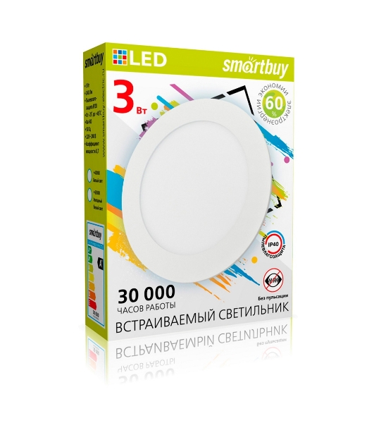 Встраиваемый светильник Smartbuy (SBL-DL-3-65K) 3w/6500K