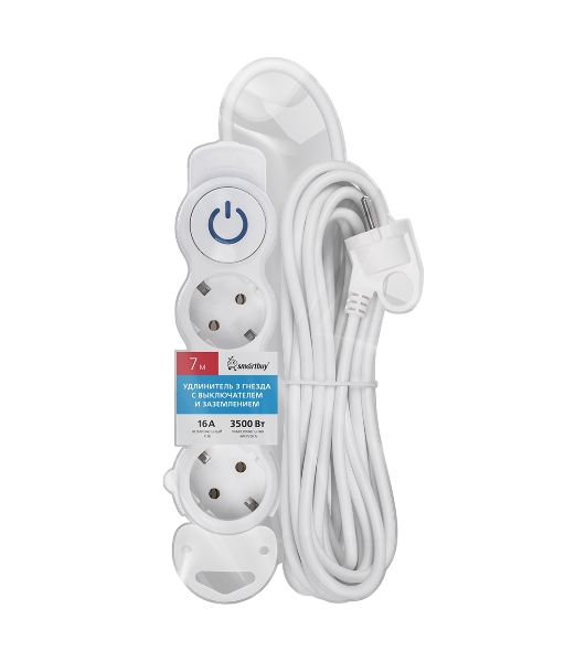 Удлинитель Smartbuy (SBE-16-3-07m-ZS) 3 роз х 7,0 м - белый