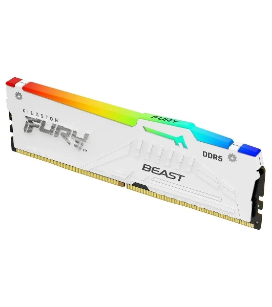 Оперативная память Kingston Fury Beast, DDR5, 16Gb (1x16Gb), 6000MHz, CL36, DIMM, с радиатором, RGB, белый
