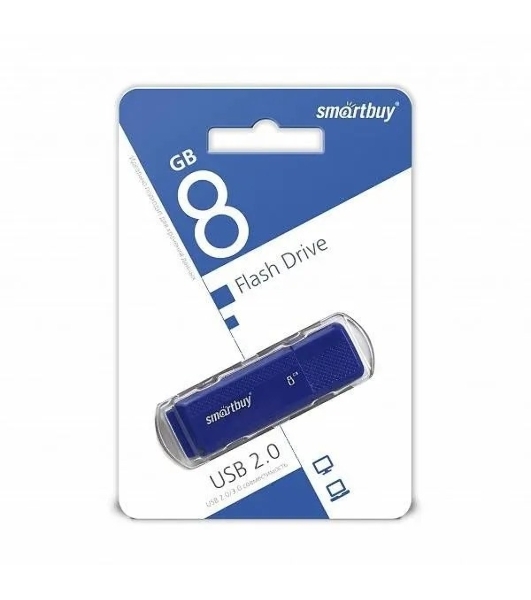 Флешка USB Smartbuy Dock Blue (SB8GbDK-B), 8Gb, USB 2.0, R/W 15/5, синий
