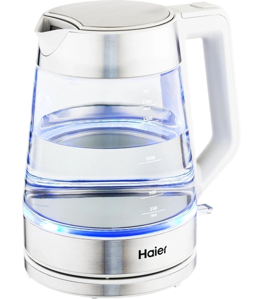 Чайник электрический Haier HK-500 1.7л. 2200Вт серый/белый корпус: стекло/пластик (TD0029955RU)