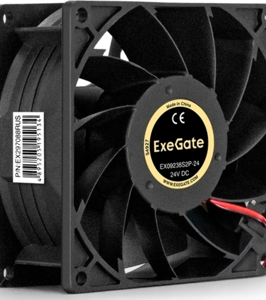Вентилятор корпусной ExeGate EX09238S2P-24, 92 мм, 4500 об/мин, 48 дБ, 2-pin, без подсветки