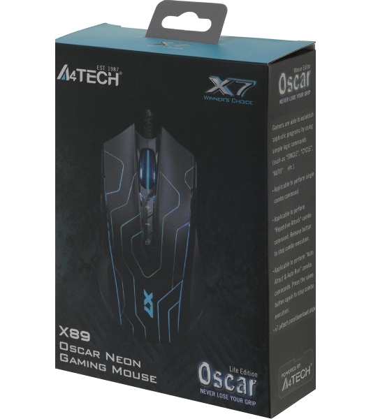 Мышь проводная A4Tech X89 Maze черный, 2400 dpi, USB, кнопки - 8