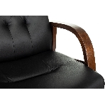 Кресло офисное Бюрократ T-9928WALNUT-CF черный, кожа, на ножках, дерево, фото10