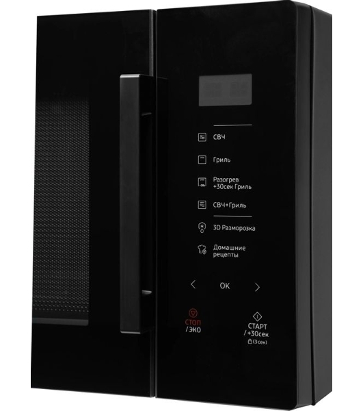 Микроволновая печь Samsung MG30T5018AK/BW черный, 30 л, 900 Вт, переключатели - сенсор