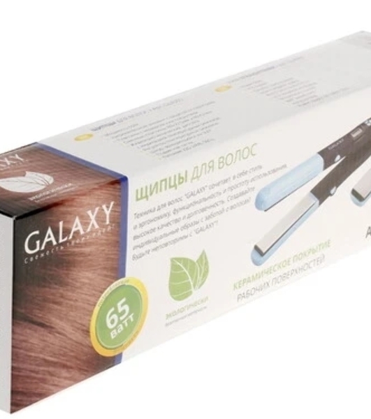 Выпрямитель для волос Galaxy GL 4505 черный/голубой, 27,5/57 мм, 200 °C, 1 режим