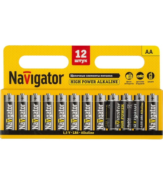 Элемент питания алкалиновый Navigator AA/LR6 NBT-NE-LR6-BP12 (блист.12шт)