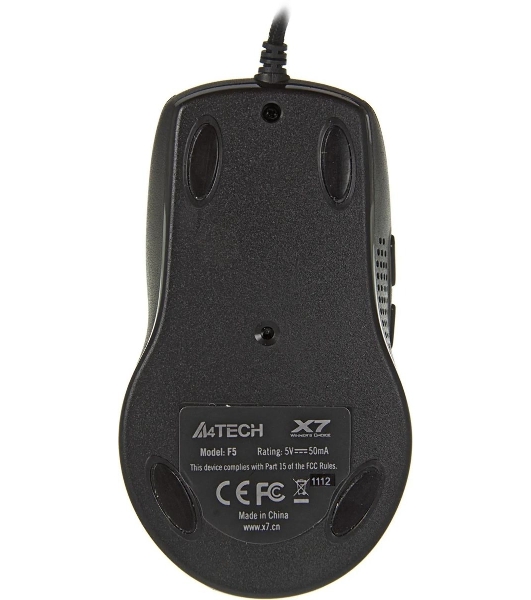 Мышь проводная A4Tech F5 черный, 3000 dpi, USB, кнопки - 7
