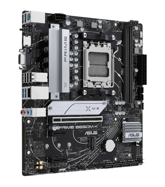 Материнская плата ASUS PRIME B650M-K, Socket AM5, AMD B650, 2xDDR5, 4xSATA, 2xM.2, 1xPCIe 4.0 x16, 2xPCIe 4.0 x1, 1xHDMI, 1xVGA, 1x 2.5Gb LAN, 4xUSB-A 2.0, 2xUSB-A 3.2 Gen 1, 2xUSB-A 3.2 Gen 2, 3x3.5 мм, 7.1, mATX