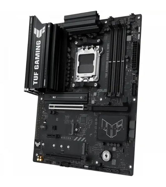 Материнская плата ASUS TUF Gaming B850-E WiFi, AM5, AMD B850, 4xDDR5, 4xSATA, 3xM.2, 1xPCIe 5.0 x16, 1xPCIe 4.0 x16, 1xPCIe x1, 1xDP, 1xHDMI, 2xUSB-C (1x10Gbps, 1x20Gbps), 3xUSB-A 5Gbps, 3xUSB-A 2.0, 1x2.5Gb LAN, Wi-Fi 6E, Bluetooth 5.3, 3x3.5 мм, 7.1, ATX