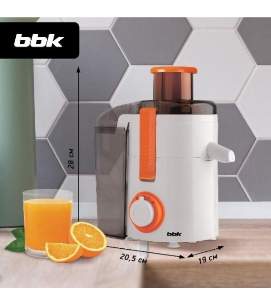 Соковыжималка BBK JC060-H20 белый/оранжевый, центробежная, 550 Вт, 1000 мл, механическое