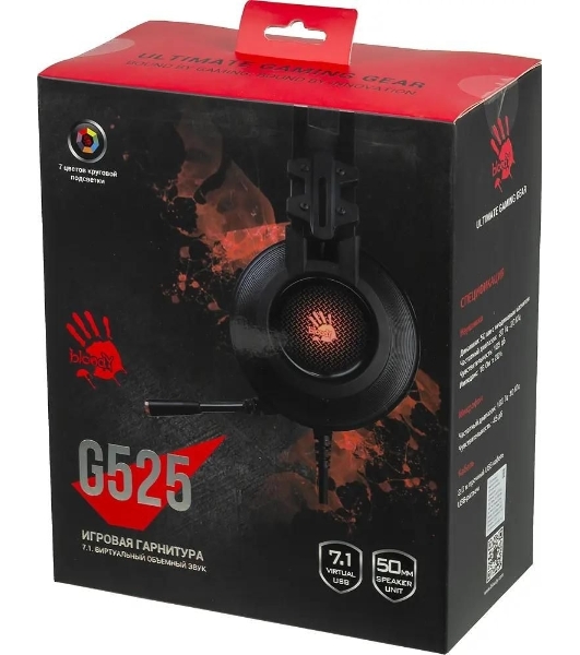 Гарнитура Bloody G525 чёрный, проводная, подсветка