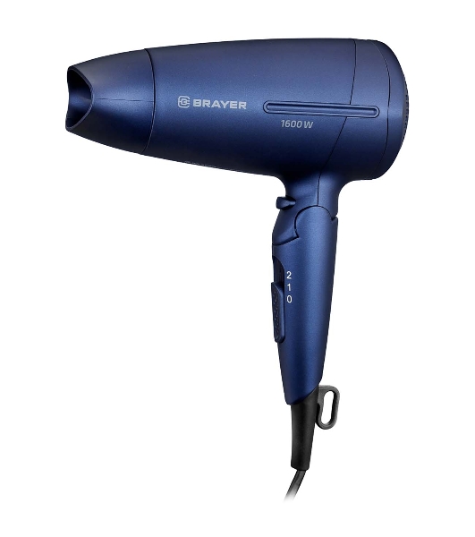 Фен BRAYER BR3020 синий, 1600 Вт, компактный