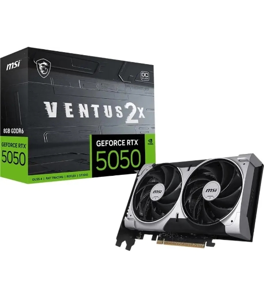 Видеокарта MSI GeForce RTX 5050 8G VENTUS 2X, NVIDIA RTX 5050, 8 ГБ GDDR6, 128 бит, PCI-e 5.0, 1xHDMI, 3xDP, 2587 МГц