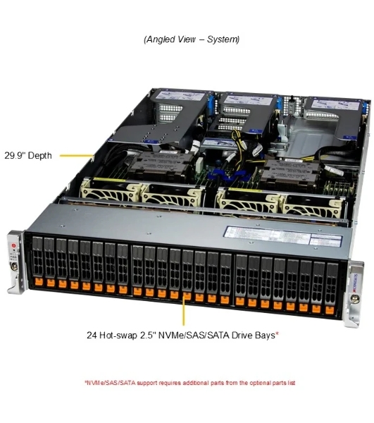 Серверная платформа Supermicro AS-2125HS-TNR H13DSH, CSE-HS219-R1K63P-A,RoHS