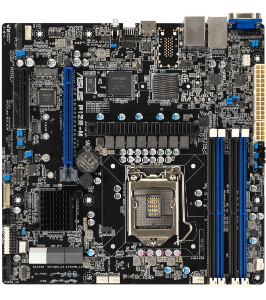 Материнская плата серверная ASUS P12R-E, LGA1200, Intel C256, 4xDDR4 (ECC), 8xSATA, 2xM.2, 1xPCIe 4.0 x16, 3xPCIe 4.0 x8, 1xVGA, 1xHDMI, 2x1Gb LAN, 2xUSB-A 10Gbps, 2xUSB-A 5Gbps, ATX
