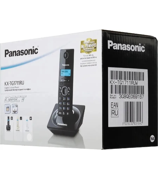 Телефон беспроводной (DECT) Panasonic KX-TG1711RUW (белый) АОН, Caller ID,12 мелодий звонка,подсветка дисплея,поиск трубки